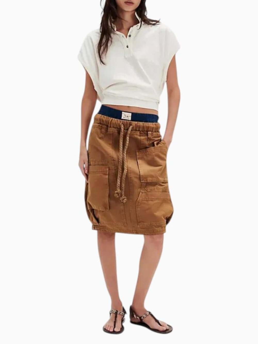 NWT FREE PEOPLE CARMEN CARGO MIDI SKIRT  SIZE S